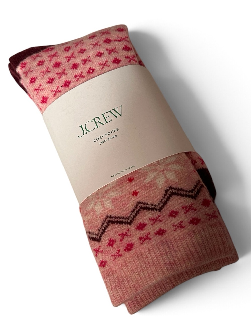NWT J.Crew Cozy Adult Womens Fair Isle Wool Blend Socks - 2 Pairs